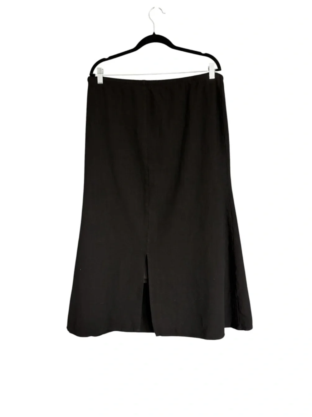 Elleven Black Linen Blend Midi Skirt 2XL Drawstring Waist Minimalist A-Line